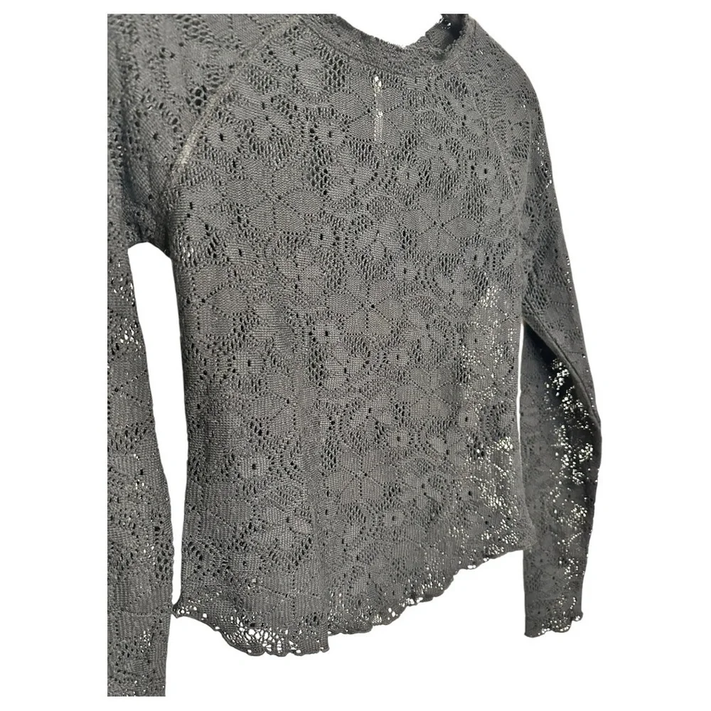 Free People In the Meadow Semisheer Cotton Blend Lace Long Sleeve, Sz XS